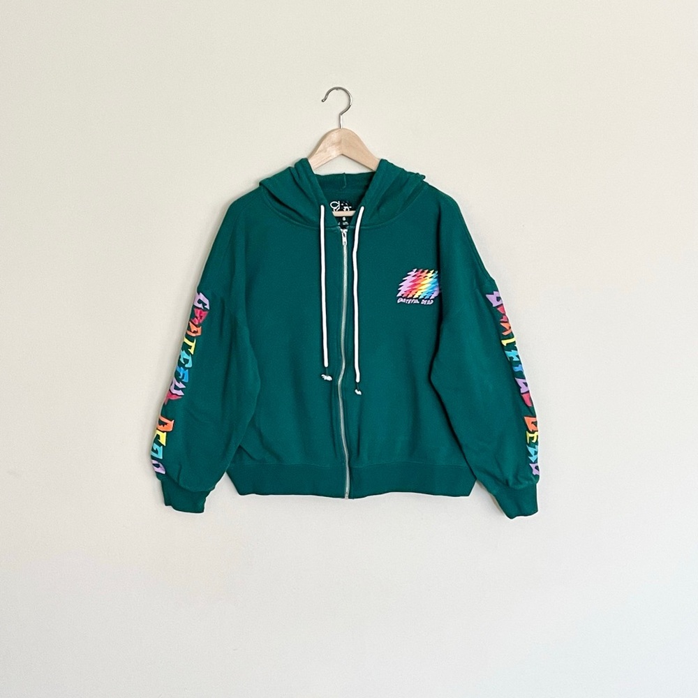 Chaser Grateful Dead Full Zip Graphic Green Hoodie Jacket Adult size XS